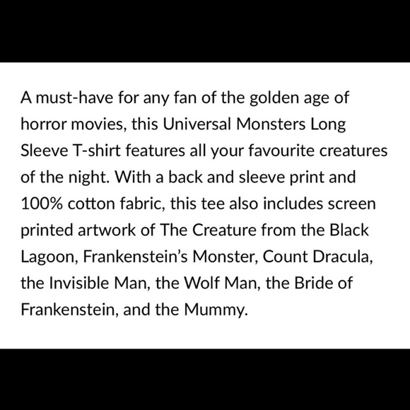 Cakeworthy Universal Monsters Long Sleeve Shirt, Size 4xl - Picture 3 of 11